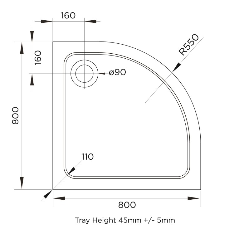 Chrome 4mm Glass Quadrant Shower Enclosure with Shower Tray 800mm  - Lyra