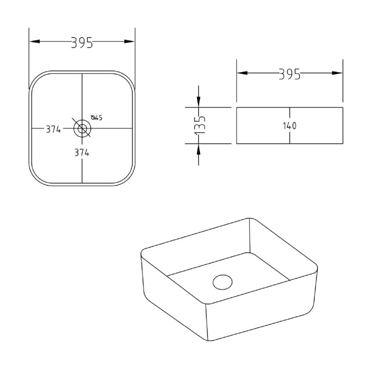 800mm White Wall Hung Countertop Vanity Unit with Square Basin and Shelves - Lugo