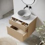 650mm Wooden Fluted Wall Hung Countertop Vanity Unit with Stone Effect Basin - Matira