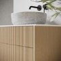 650mm Wooden Fluted Wall Hung Countertop Vanity Unit with Stone Effect Basin - Matira