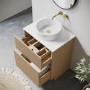 650mm Wooden Fluted Freestanding Countertop Vanity Unit with Round Basin - Matira