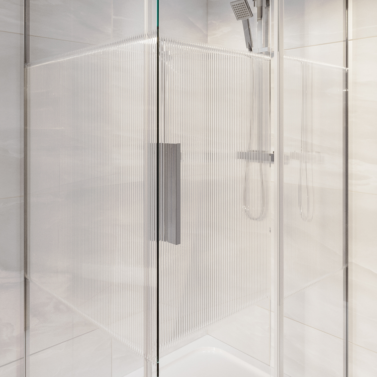 Fluted Glass 1000x800mm Sliding Shower Enclosure Left Hand - Matira