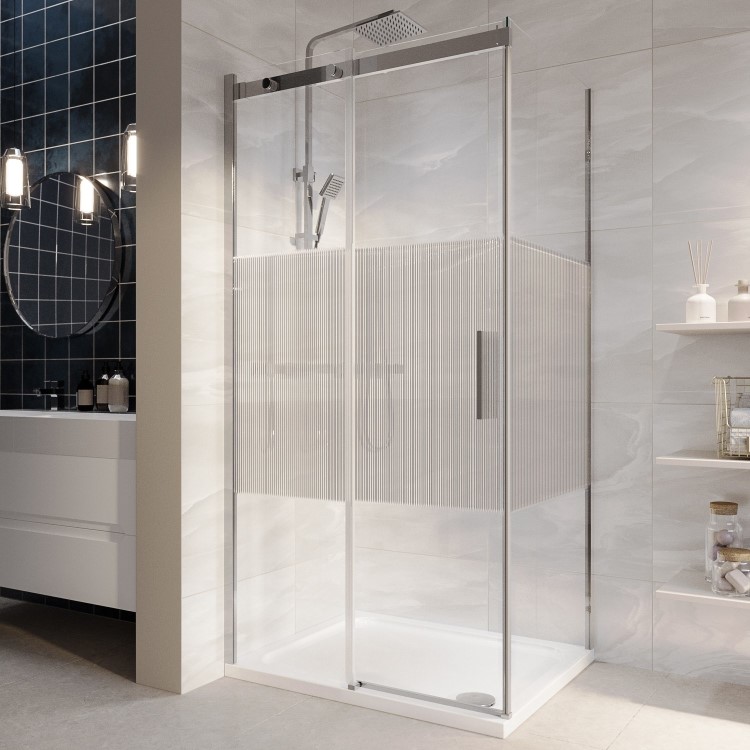 Fluted Glass 1200x800mm Sliding Shower Enclosure Right Hand - Matira