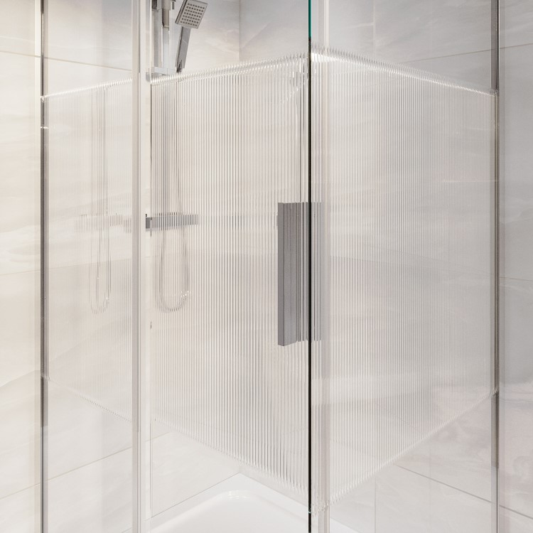 Fluted Glass 1200x800mm Sliding Shower Enclosure Right Hand - Matira