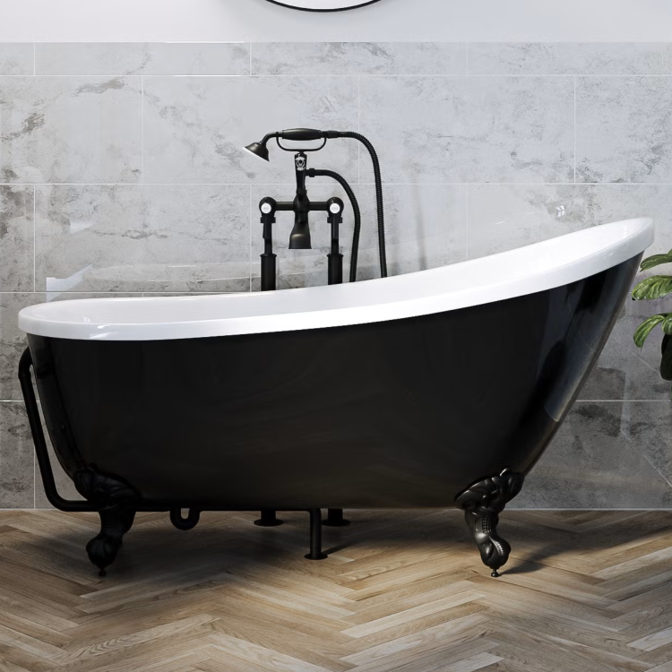 Matt Black Exposed Bath Waste & Matt Black Exposed Bath Trap - Park Royal