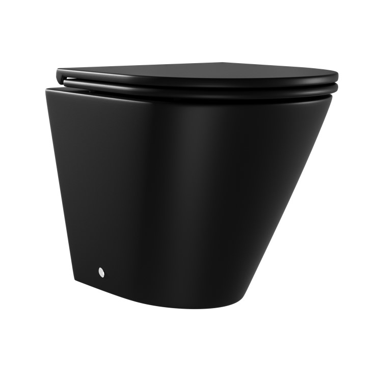 Matt Black Back to Wall Rimless Toilet with Soft Close Seat - Newport