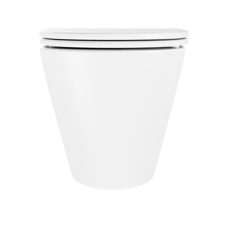 Matt White Back to Wall Rimless Toilet with Soft Close Seat - Newport