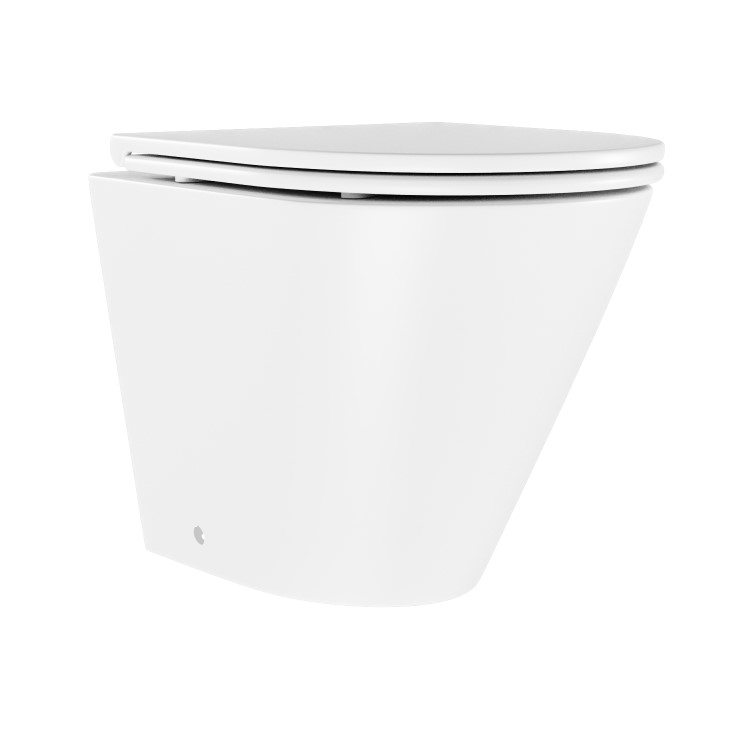 Matt White Back to Wall Rimless Toilet with Soft Close Seat - Newport