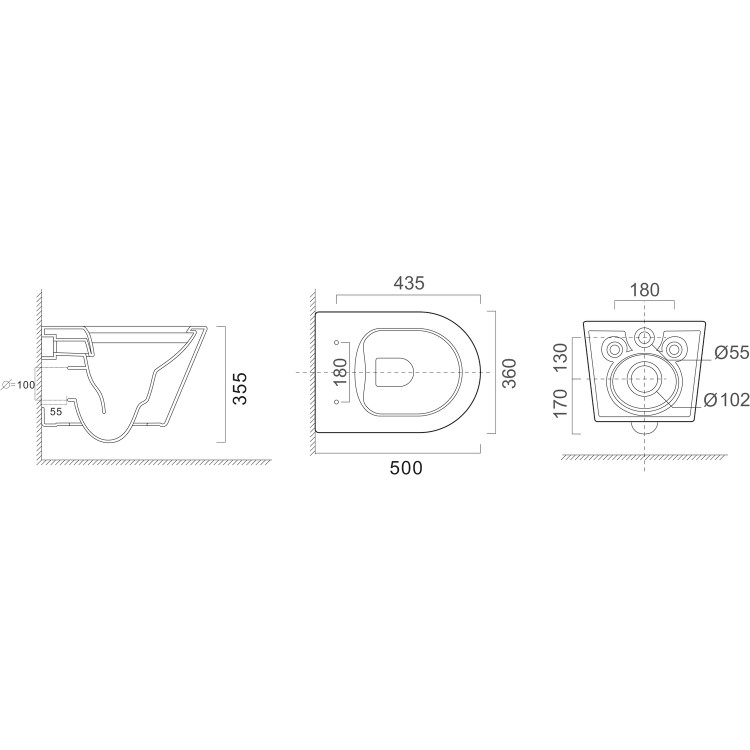 Matt White Wall Hung Rimless Toilet with Soft Close Seat, White Glass Sensor Pneumatic Flush Plate, 1170mm Frame & Cistern - Newport