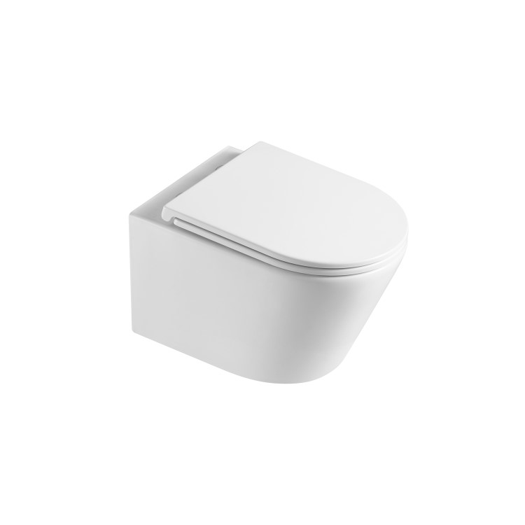 Matt White Wall Hung Rimless Toilet with Soft Close Seat - Newport