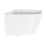 Matt White Wall Hung Rimless Toilet with Soft Close Seat, Black Glass Sensor Pneumatic Flush Plate, 820mm Frame & Cistern - Newport