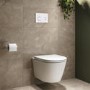 Matt White Wall Hung Rimless Toilet with Soft Close Seat, White Glass Sensor Pneumatic Flush Plate, 1170mm Frame & Cistern - Newport