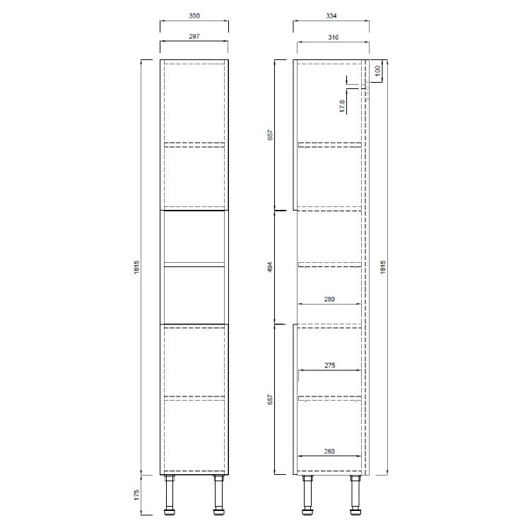 1800mm White Toilet and Sink Unit with Storage Units & Black Fittings - Ontario