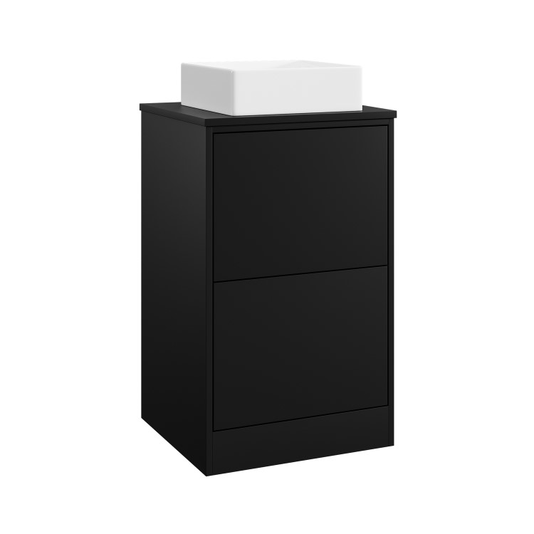 500mm Black Effect Freestanding Countertop Vanity Unit with Square Basin - Palma