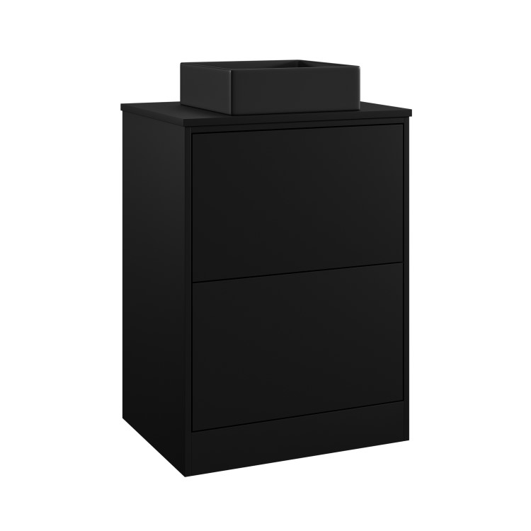 600mm Black Countertop Vanity Unit with Black Basin - Palma