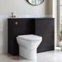 1100mm Black Right Hand Toilet and Sink Unit with Square Toilet and Brass Fittings - Palma