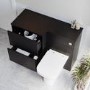 1100mm Black Left Hand Toilet and Sink Unit with Square Toilet and Brushed Brass Push Button - Palma