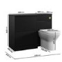 1100mm Black Left Hand Toilet and Sink Unit with Square Toilet and Brushed Brass Push Button - Palma