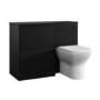 1100mm Black Left Hand Toilet and Sink Unit with Square Toilet and Matt Black Push Button - Palma