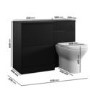 1100mm Black Left Hand Toilet and Sink Unit with Square Toilet and Matt Black Push Button - Palma