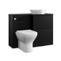 1100mm Black Right Hand Toilet and Sink Unit with Triangular Countertop Basin and Brass Fittings - Palma