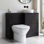 1100mm Black Right Hand Toilet and Sink Unit with Triangular Countertop Basin and Matt Black Push Button - Palma