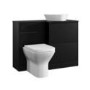 1100mm Black Right Hand Toilet and Sink Unit with Triangular Countertop Basin and Matt Black Push Button - Palma