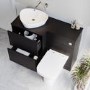 1100mm Black Left Hand Toilet and Sink Unit with Triangular Countertop Basin and Chrome Push Button - Palma