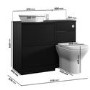 1100mm Black Left Hand Toilet and Sink Unit with Triangular Countertop Basin and Chrome Push Button - Palma