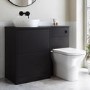 1100mm Black Left Hand Toilet and Sink Unit with Triangular Countertop Basin and Matt Black Push Button- Palma