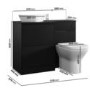 1100mm Black Left Hand Toilet and Sink Unit with Triangular Countertop Basin and Matt Black Push Button- Palma