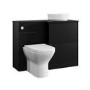 1100mm Black Right Hand Toilet and Sink Unit with Marble Countertop Basin and Chrome Push Button - Palma