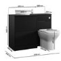 1100mm Black Left Hand Toilet and Sink Unit with Marble Countertop Basin and Chrome Fittings - Palma