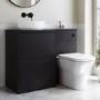 1100mm Black Combination Unit Left Hand with Palma Toilet, Marble basin  and matt black push button- Palma