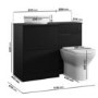 1100mm Black Combination Unit Left Hand with Palma Toilet, Marble basin  and matt black push button- Palma