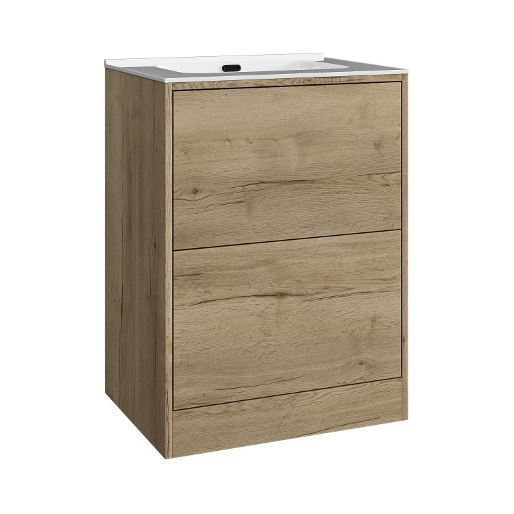 600mm Wood Effect Freestanding Vanity Unit with Basin – Palma