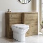 1100mm Wood Effect Toilet and Sink Unit Right Hand with Square Toilet and Chrome Fittings - Palma