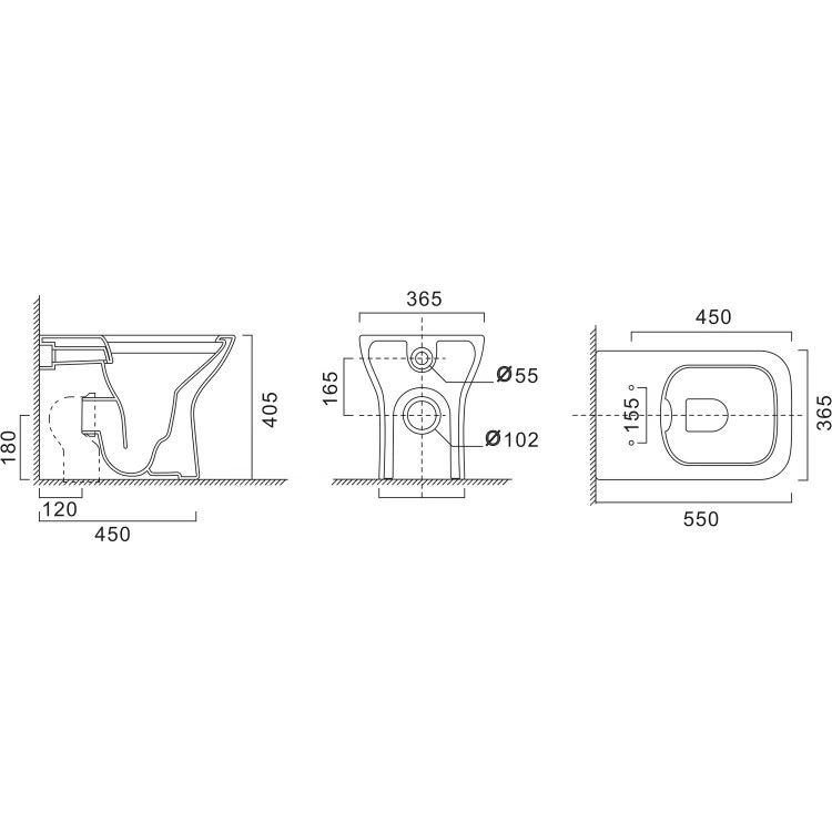 1100mm Wood Effect Toilet and Sink Unit Right Hand with Square Toilet and Chrome Fittings - Palma