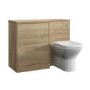 1100mm Wood Effect Toilet and Sink Unit Left Hand with Square Toilet and Chrome Fittings - Palma