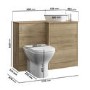 1100mm Wood Effect Right Hand Toilet and Sink Unit with Triangular Basin and Chrome Push Button - Palma