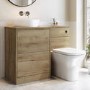 1100mm Wood Effect Left Hand Toilet and Sink Unit with Triangular Basin and Chrome Push Button - Palma