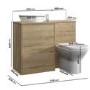 1100mm Wood Effect Left Hand Toilet and Sink Unit with Triangular Basin and Chrome Push Button - Palma