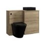 1100mm Wood Effect Toilet and Sink Unit Right Hand with Black Toilet Basin & Fittings - Palma