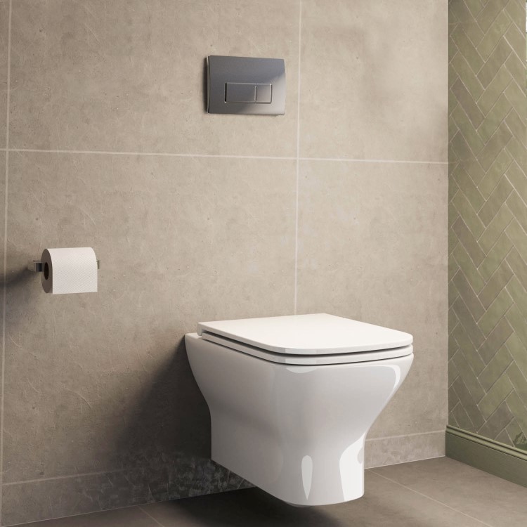 Palma Wall Hung Toilet 1160mm Pneumatic Frame & Cistern & Chrome Flush Plate