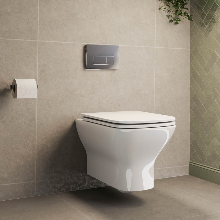 Palma Wall Hung Toilet 1160mm Pneumatic Frame & Cistern & Chrome Flush Plate