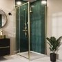 Brushed Brass 8mm Glass Rectangular Hinged Shower Enclosure 1000x900mm - Pavo