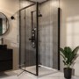 Black 8mm Glass Rectangular Hinged Shower Enclosure 1200x700mm - Pavo