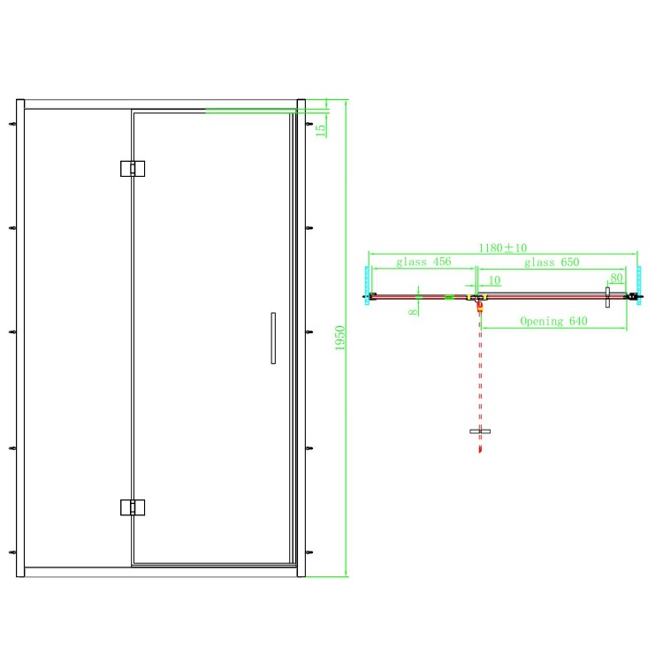 Black 8mm Glass Rectangular Hinged Shower Enclosure 1200x700mm - Pavo