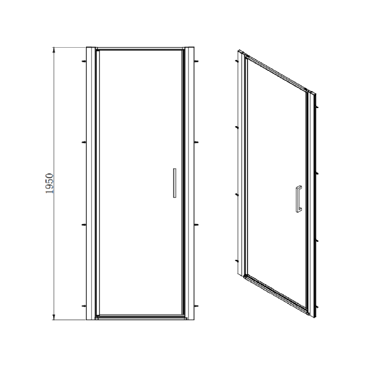 Black 8mm Glass Rectangular Hinged Shower Enclosure 800x700mm - Pavo