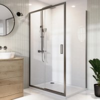 Gunmetal 8mm Glass Sliding Shower Enclosure 1200x900mm - Pavo 